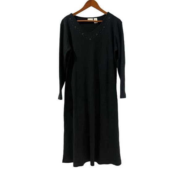 L.L. Bean green night dress with embroidery details - Picture 1 of 8